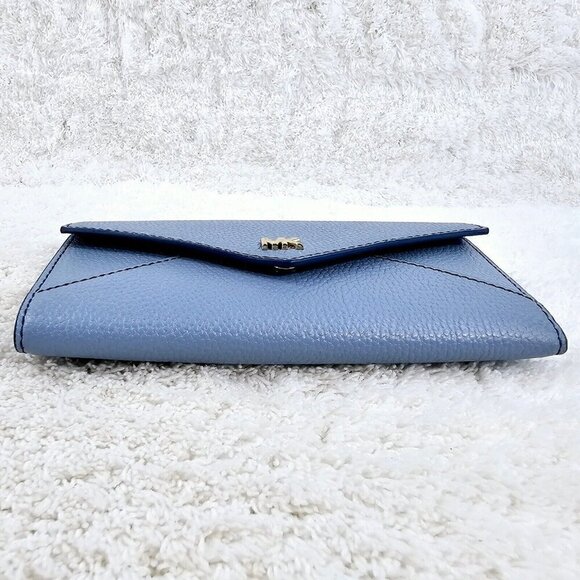 MICHAEL KORS Money Pieces Large Blue Pebble Leather Tri-Fold Envelope Wallet - Picture 7 of 16